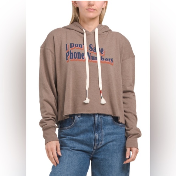 NWTS WILDFOX Who Dis Harley Sweatshirt Hoodie. Falcon Brown. Cropped. Size Large - Picture 1 of 9